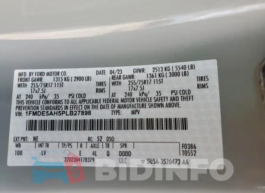 1FMDE5AH5PLB27898 Photo# 14