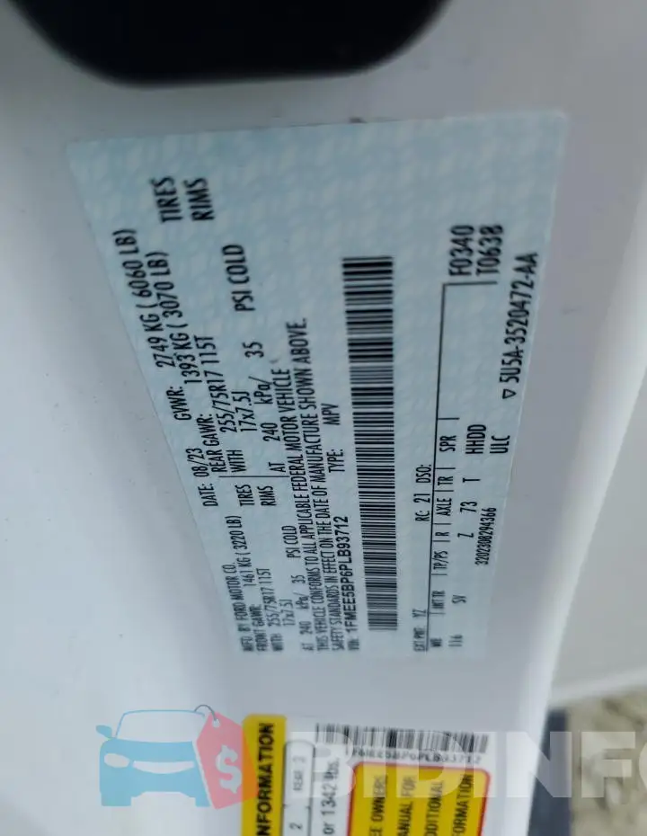 1FMEE5BP6PLB93712 Photo# 12