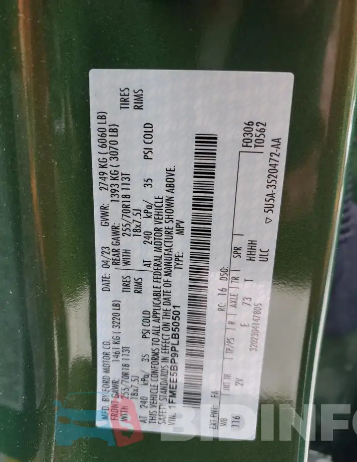 1FMEE5BP9PLB50501 Photo# 14
