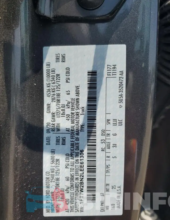 1FT7W2BN2LEE61306 Photo# 12