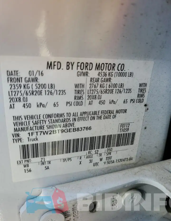 1FT7W2BT9GEB83766 Photo# 12