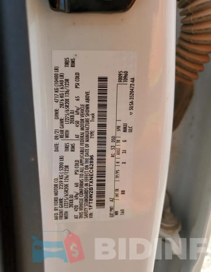1FT8W2BTXNEC62896 Photo# 13