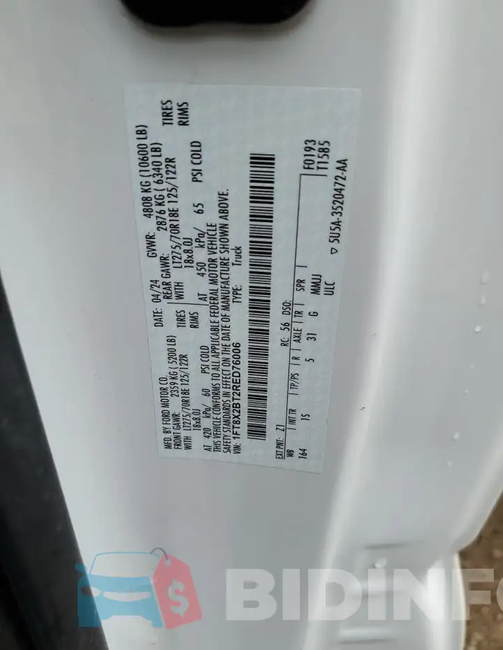 1FT8X2BT2RED76006 Photo# 12