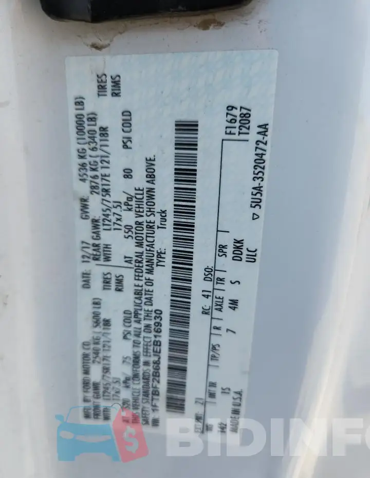 1FTBF2B68JEB16930 Photo# 12
