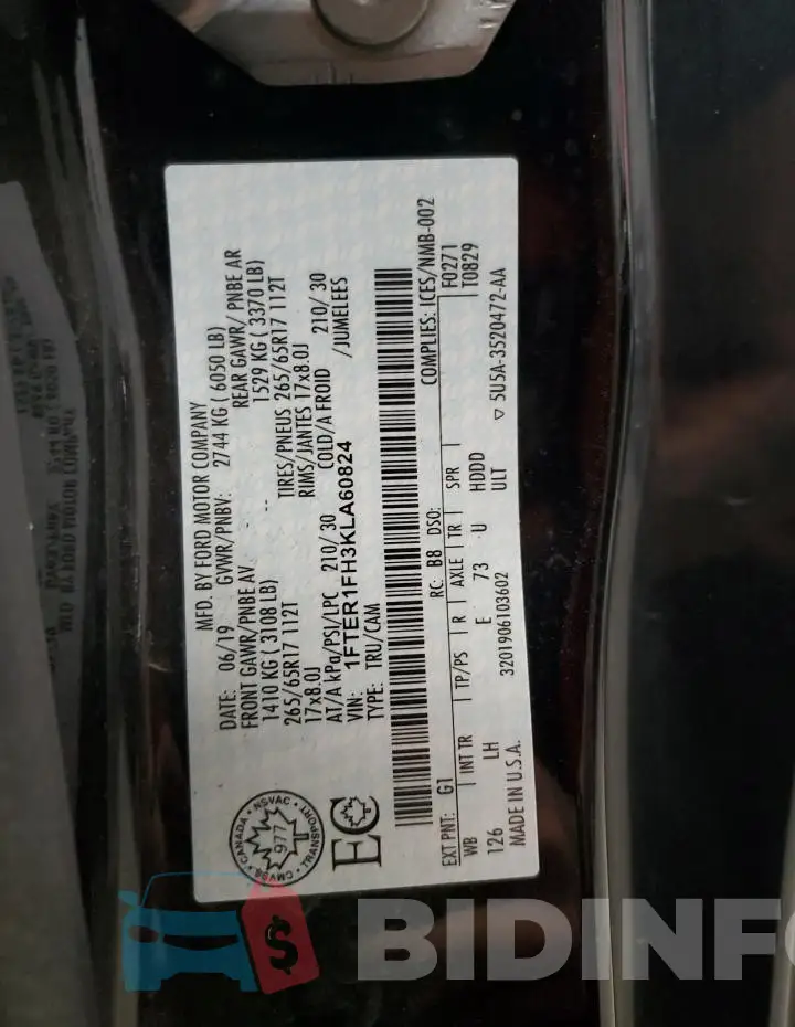 1FTER1FH3KLA60824 Photo# 12
