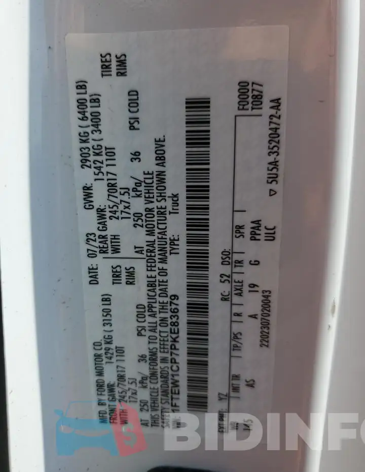 1FTEW1CP7PKE83679 Photo# 12
