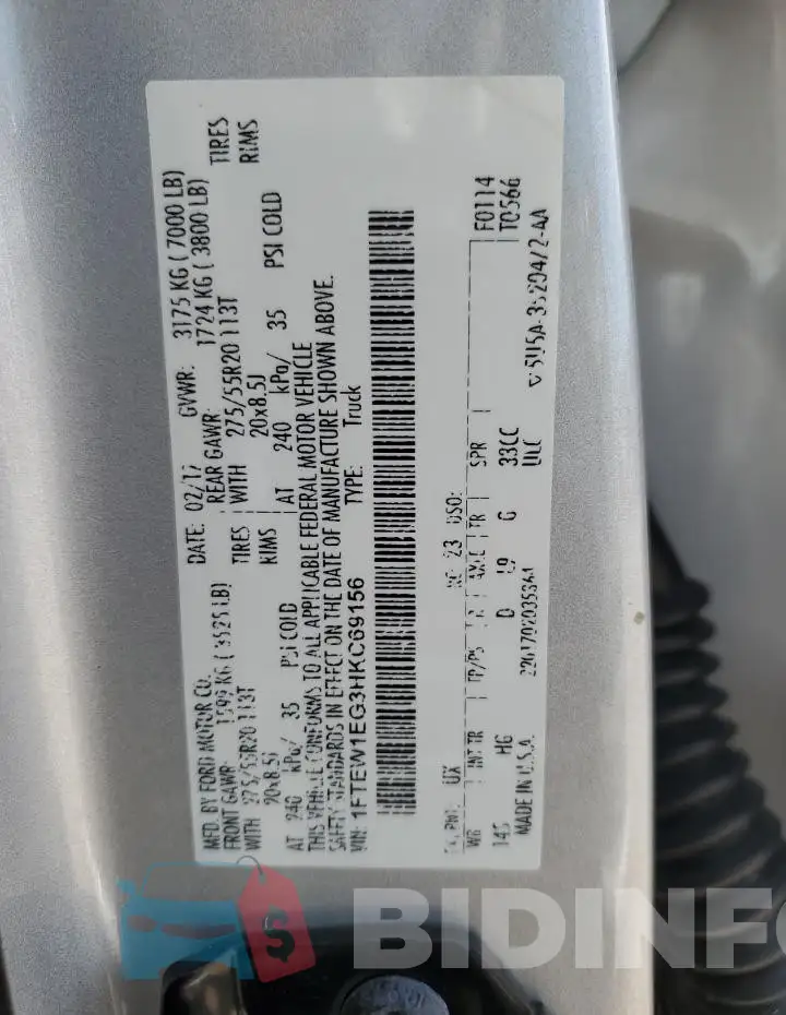 1FTEW1EG3HKC69156 Photo# 12