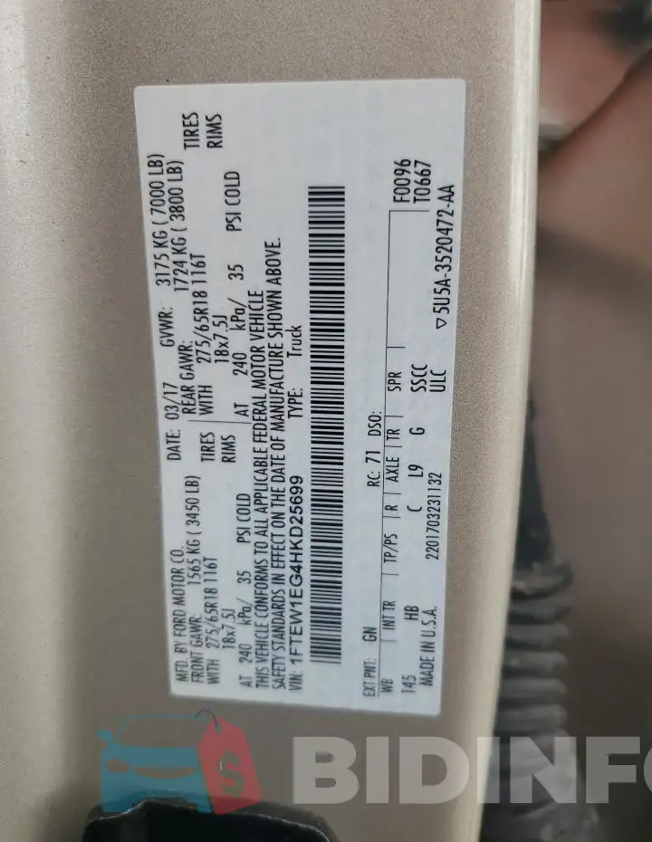 1FTEW1EG4HKD25699 Photo# 12