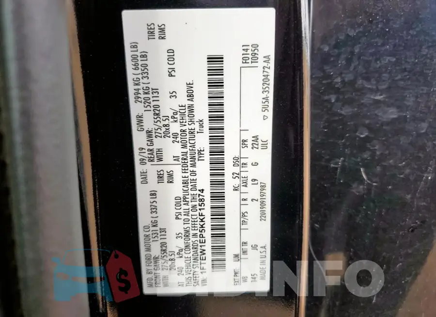 1FTEW1EP5KKF15874 Photo# 12