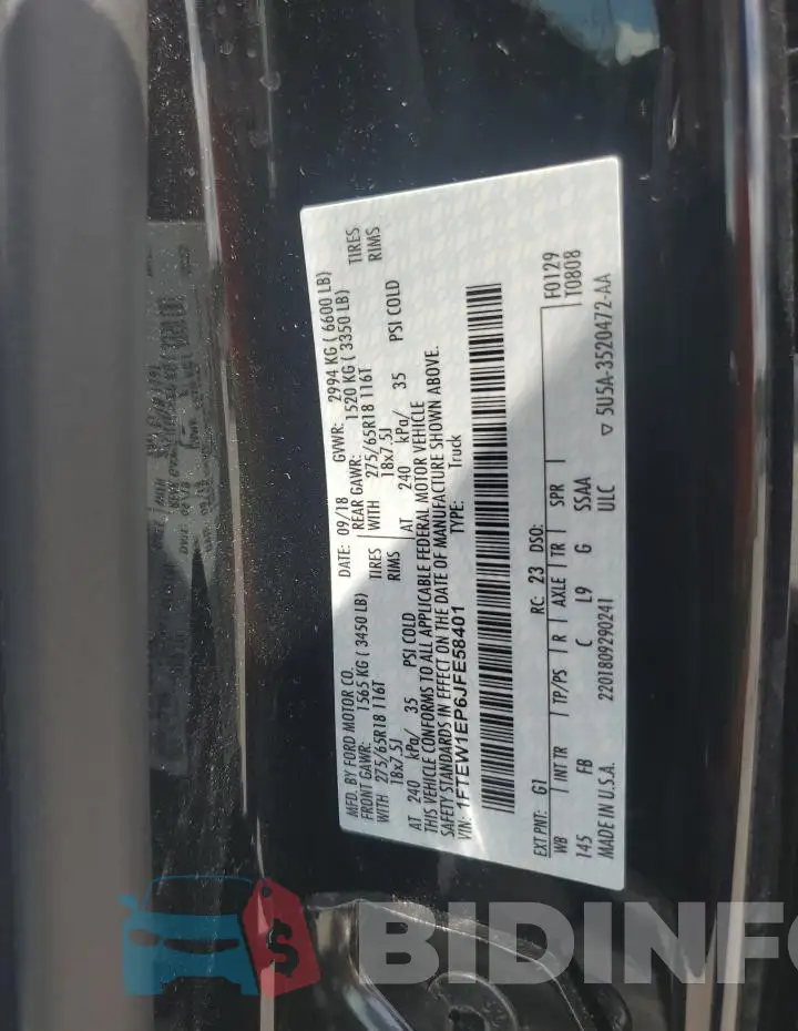 1FTEW1EP6JFE58401 Photo# 12