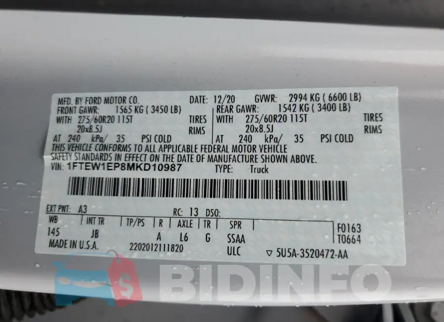 1FTEW1EP8MKD10987 Photo# 12