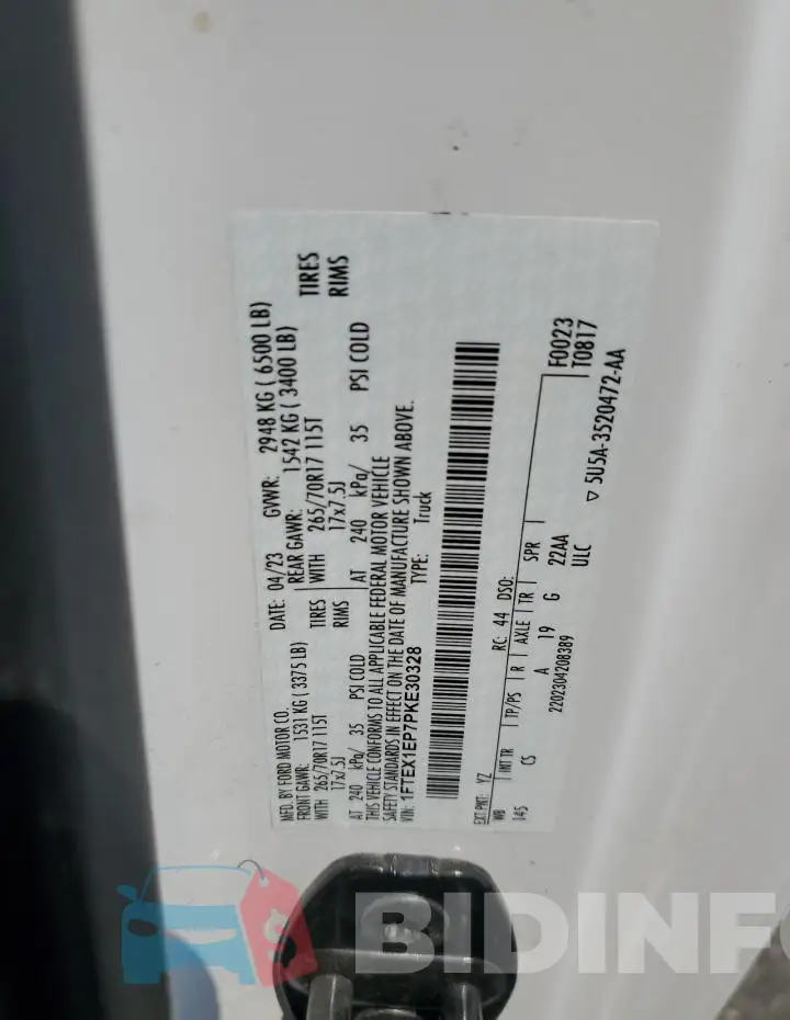 1FTEX1EP7PKE30328 Photo# 13