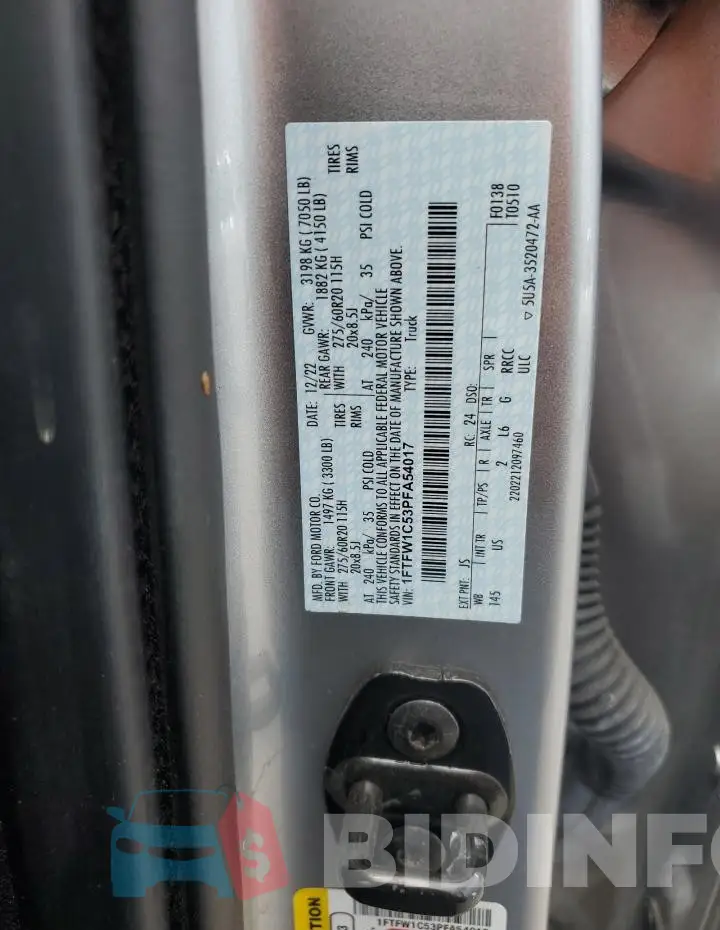 1FTFW1C53PFA54017 Photo# 12