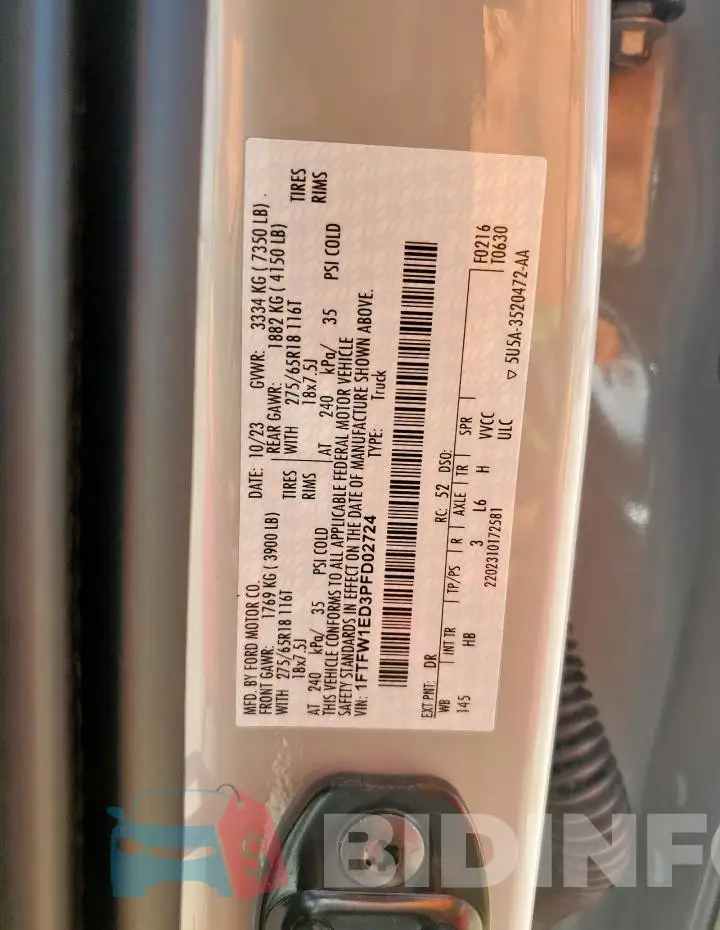1FTFW1ED3PFD02724 Photo# 12