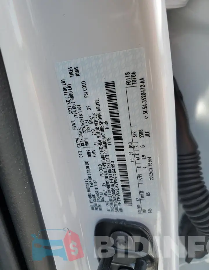 1FTFW3L87RKD64493 Photo# 12