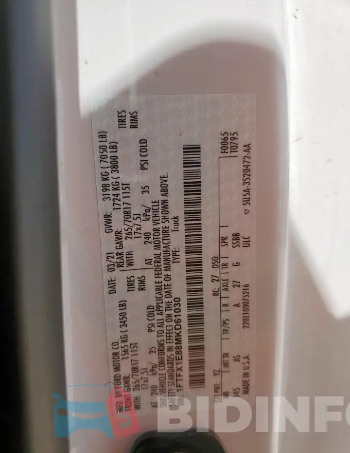 1FTFX1E88MKD61030 Photo# 13