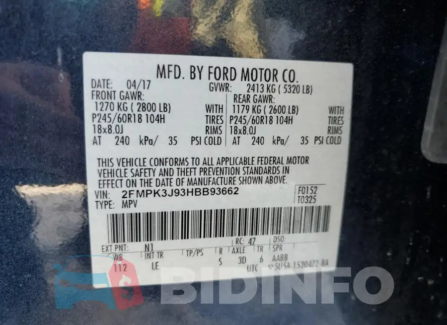 2FMPK3J93HBB93662 Photo# 13