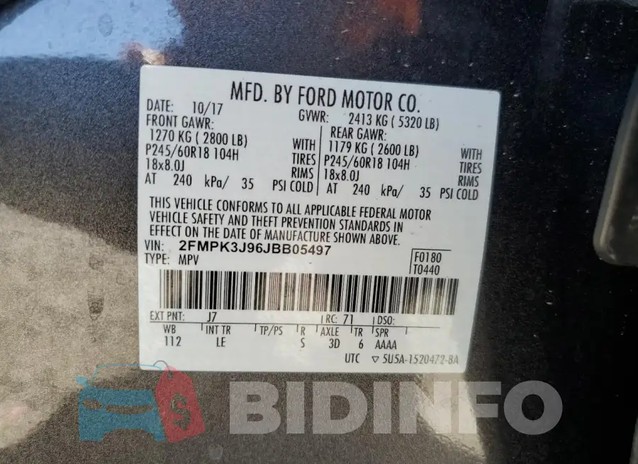 2FMPK3J96JBB05497 Photo# 13