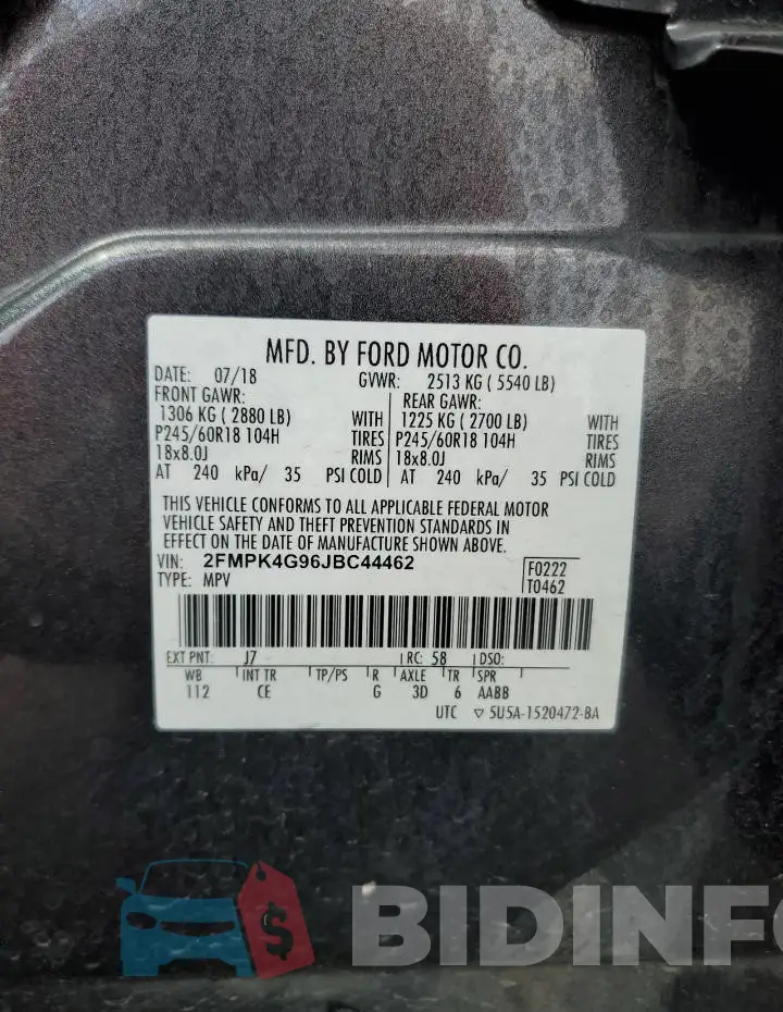 2FMPK4G96JBC44462 Photo# 13