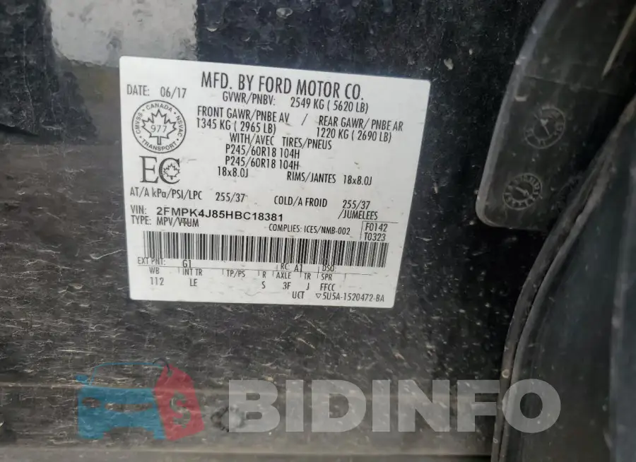 2FMPK4J85HBC18381 Photo# 13