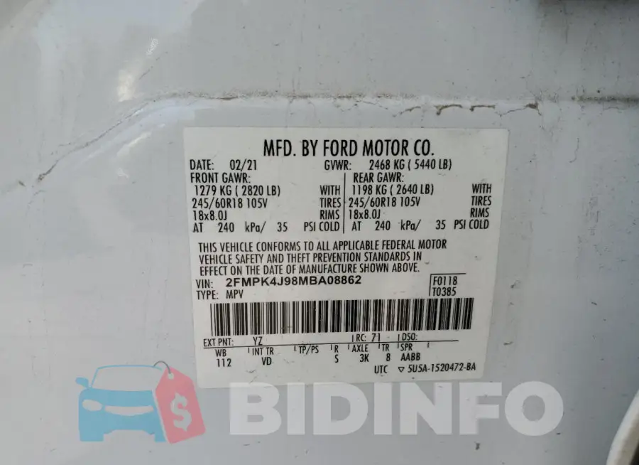 2FMPK4J98MBA08862 Photo# 13
