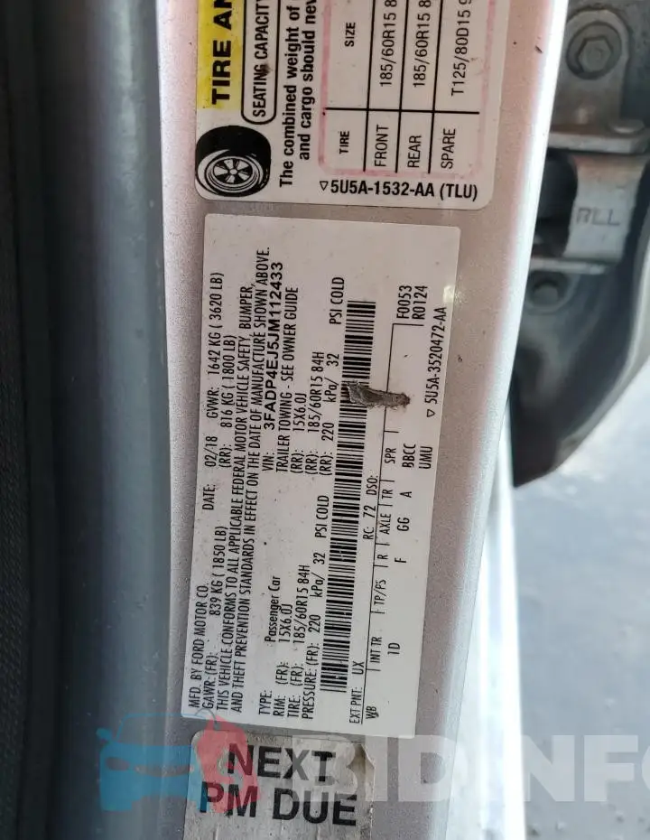 3FADP4EJ5JM112433 Photo# 13