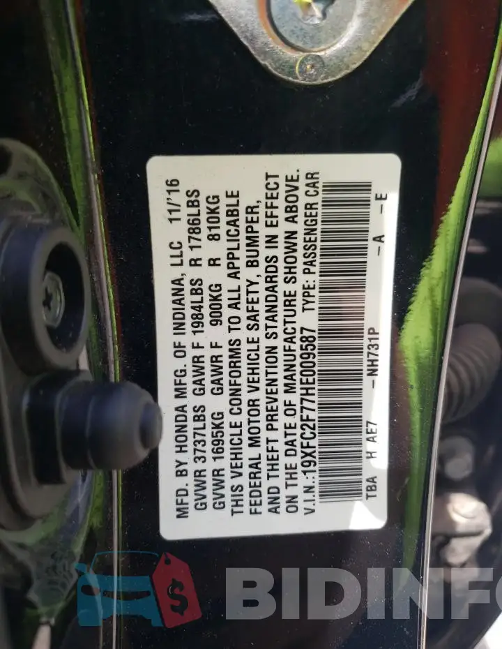 19XFC2F77HE009587 Photo# 12
