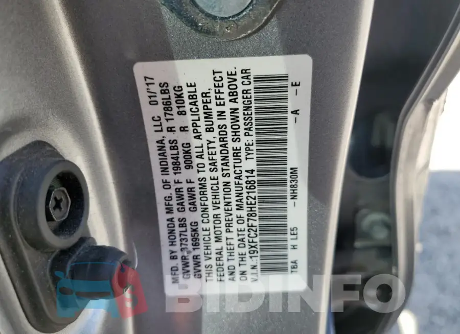 19XFC2F78HE216814 Photo# 13