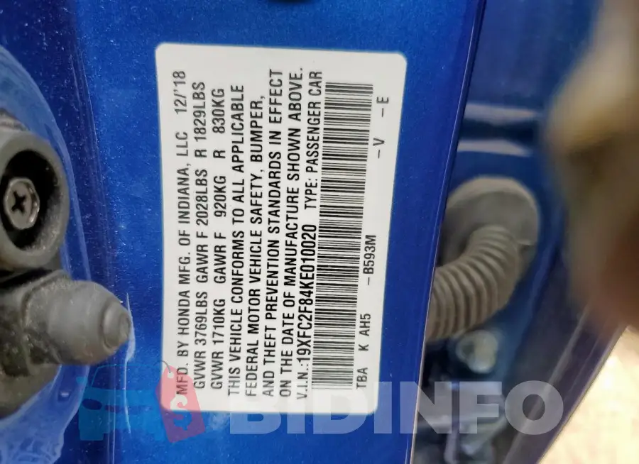 19XFC2F84KE010020 Photo# 12
