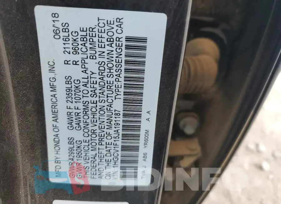 1HGCV1F15JA191187 Photo# 12