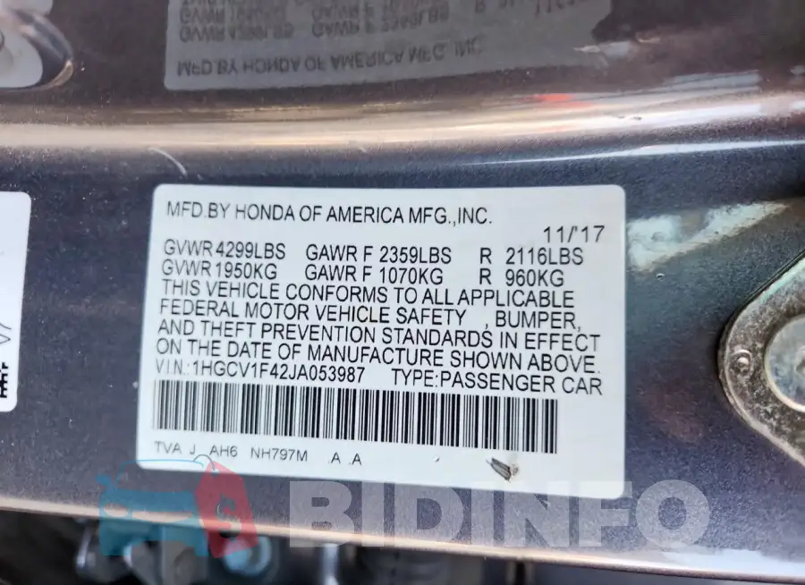 1HGCV1F42JA053987 Photo# 12
