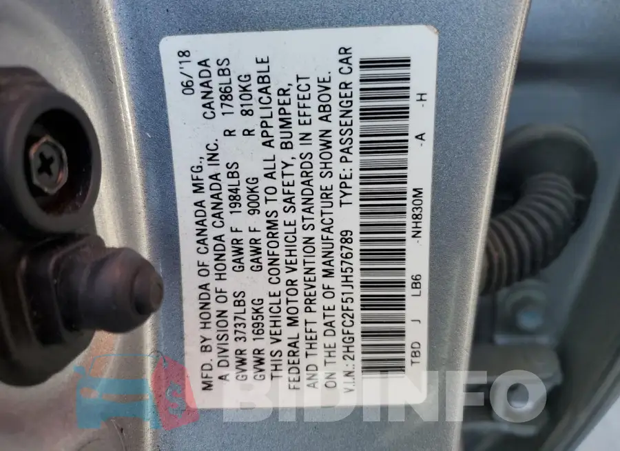 2HGFC2F51JH576789 Photo# 12