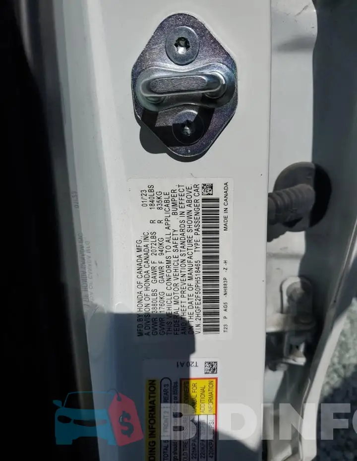 2HGFE2F50PH518465 Photo# 12