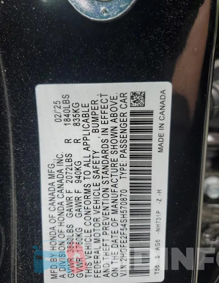 2HGFE2F54SH570870 Photo# 13