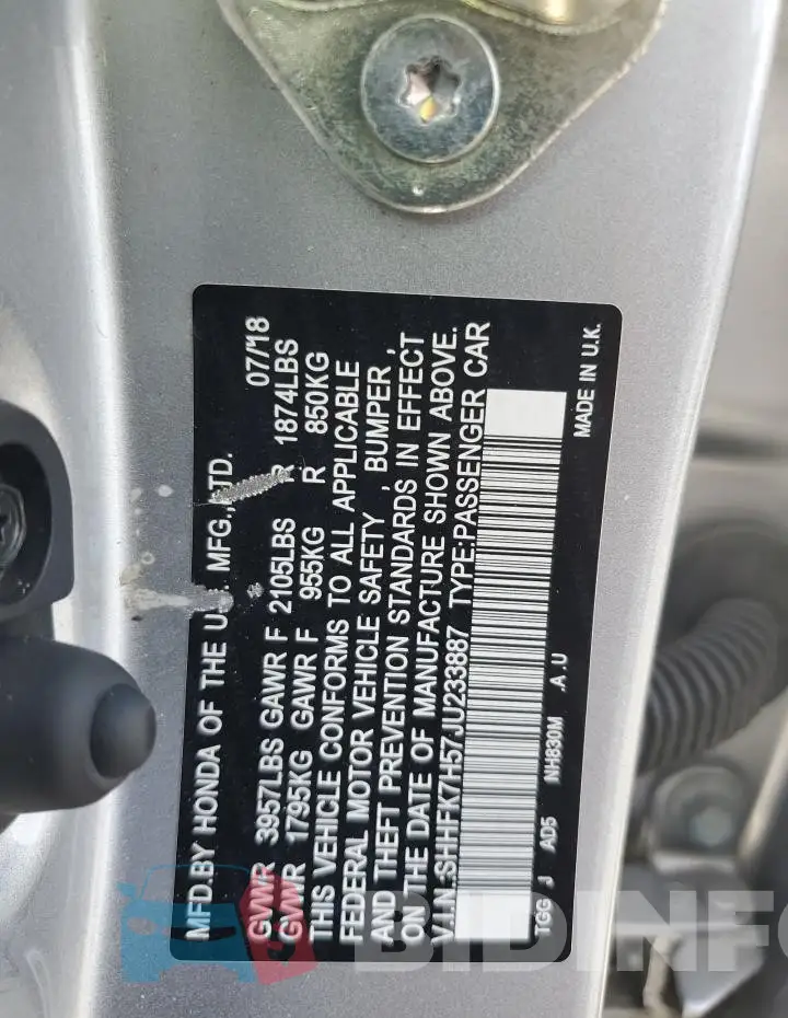 SHHFK7H57JU233887 Photo# 13