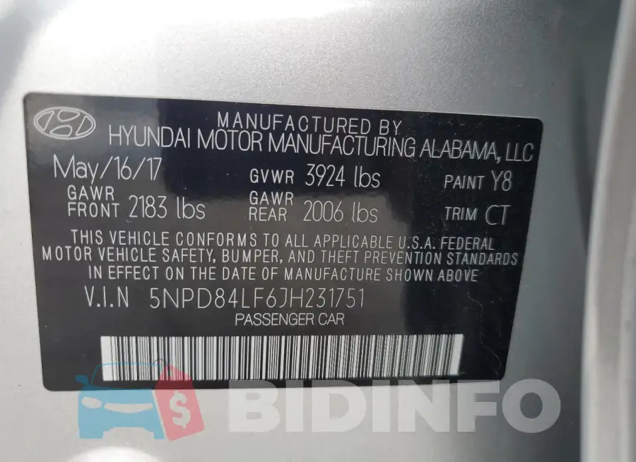 5NPD84LF6JH231751 Photo# 12