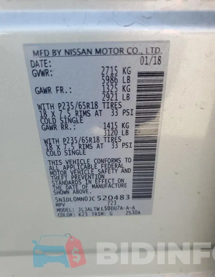 5N1DL0MN0JC520483 Photo# 14