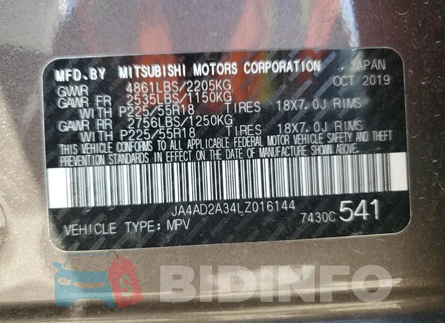 JA4AD2A34LZ016144 Photo# 13