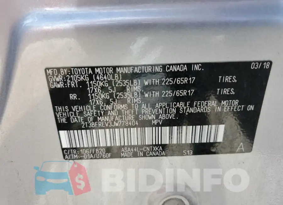 2T3BFREV3JW778404 Photo# 13