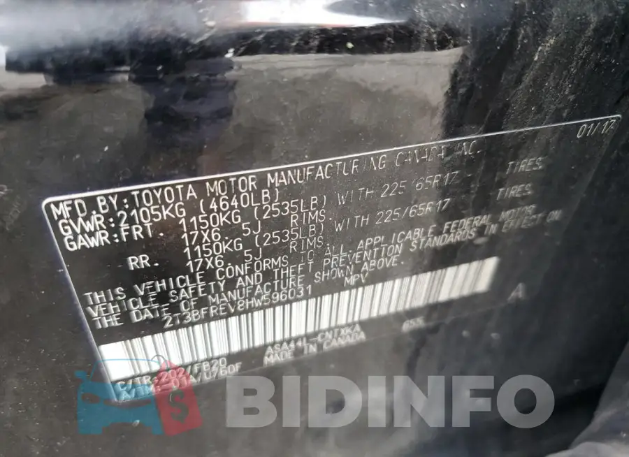 2T3BFREV8HW596031 Photo# 13