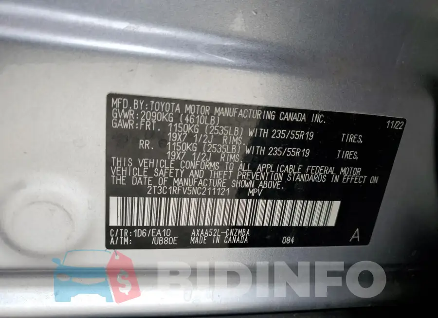2T3C1RFV5NC211121 Photo# 14
