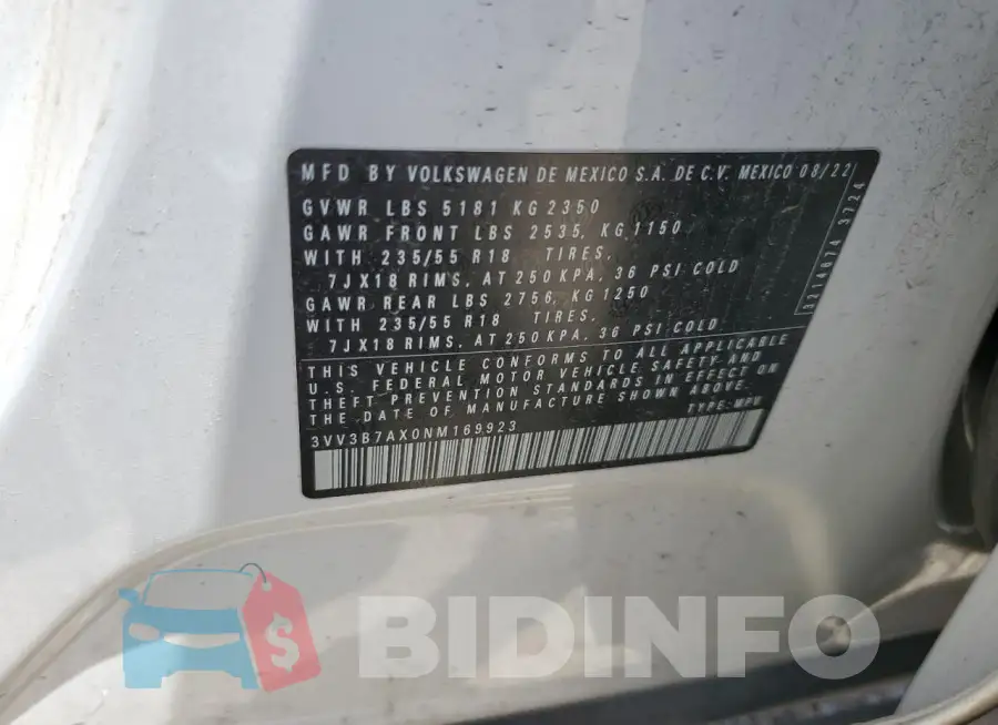 3VV3B7AX0NM169923 Photo# 13