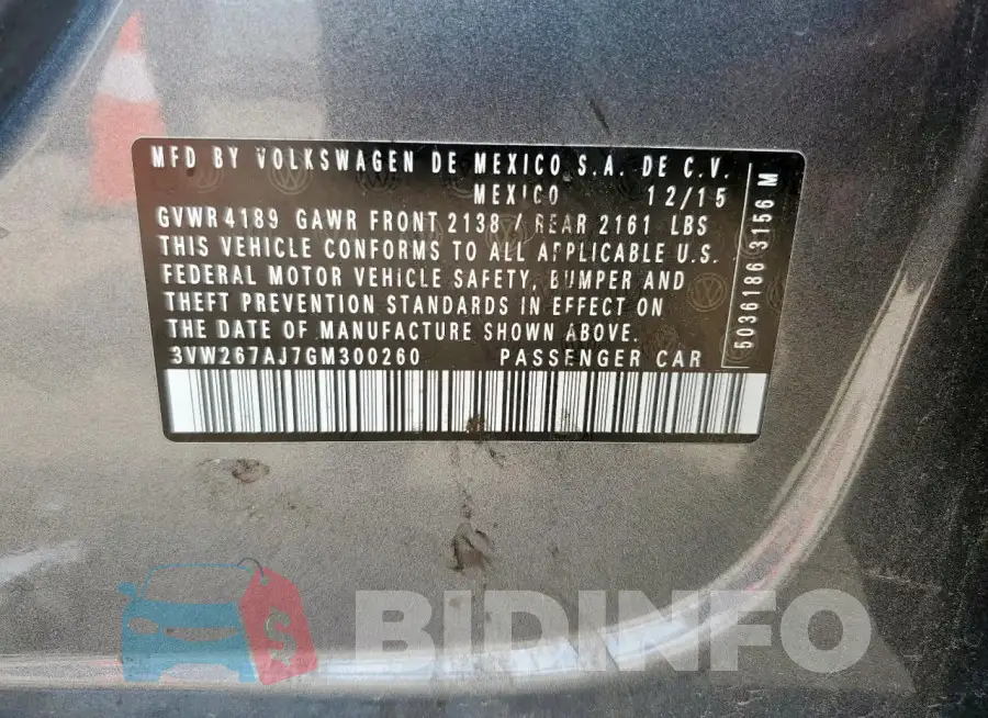 3VW267AJ7GM300260 Photo# 12