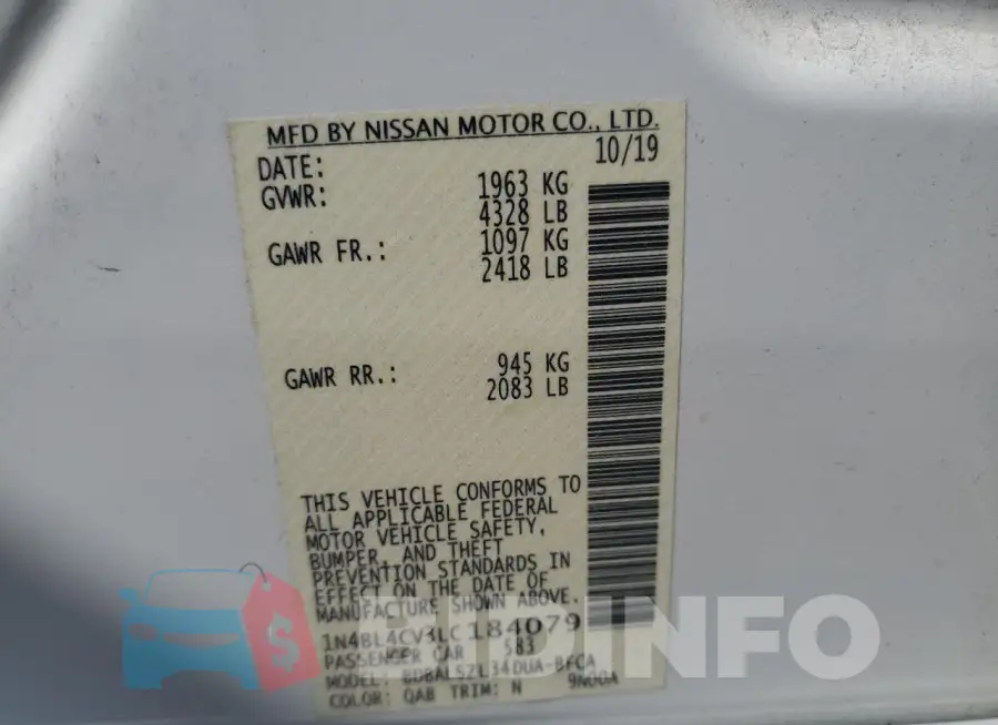 1N4BL4CV3LC184079 Photo# 12