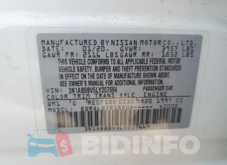 3N1AB8BV5LY207664 Photo# 12