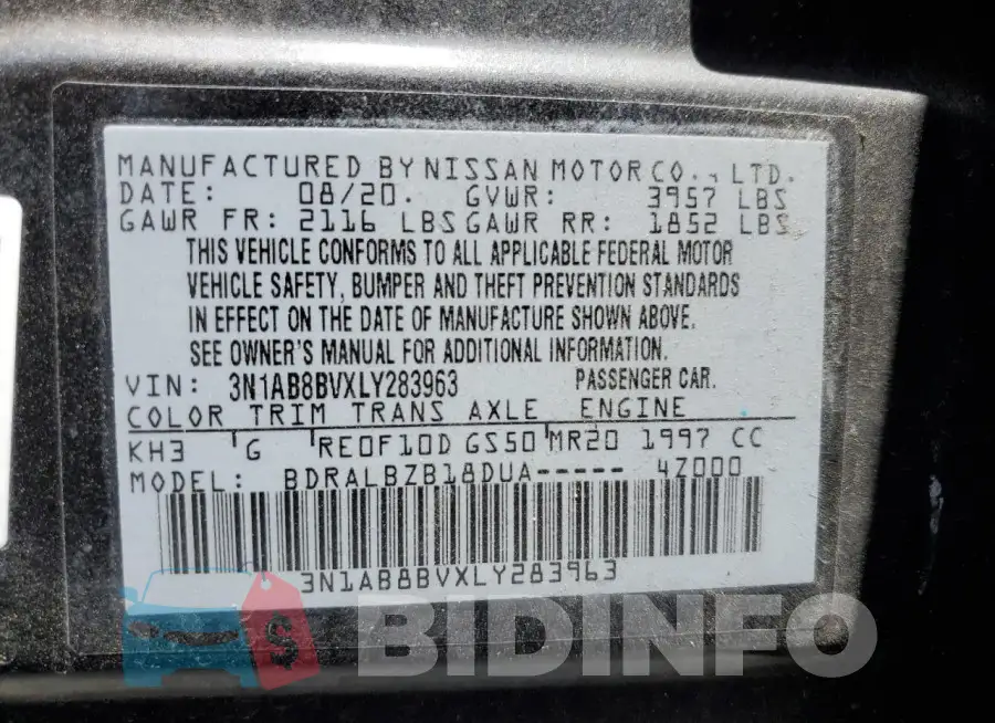 3N1AB8BVXLY283963 Photo# 13