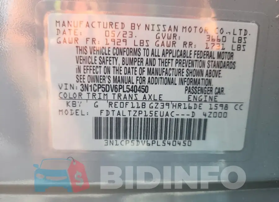 3N1CP5DV6PL540450 Photo# 12