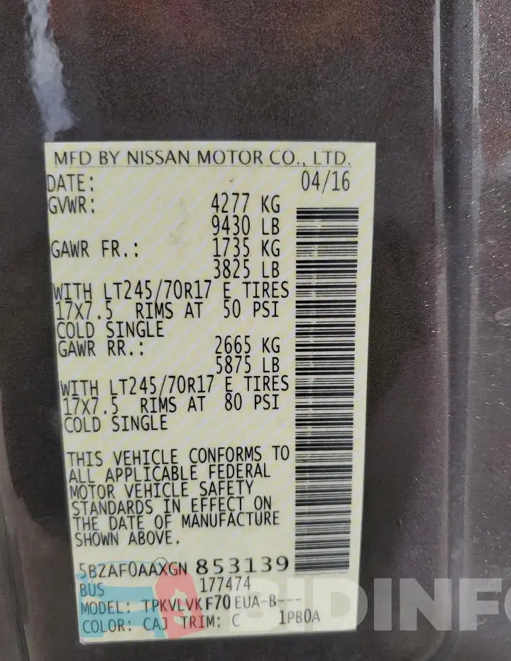 5BZAF0AAXGN853139 Photo# 13