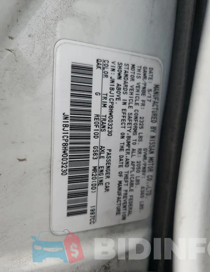 JN1BJ1CP8HW003230 Photo# 14