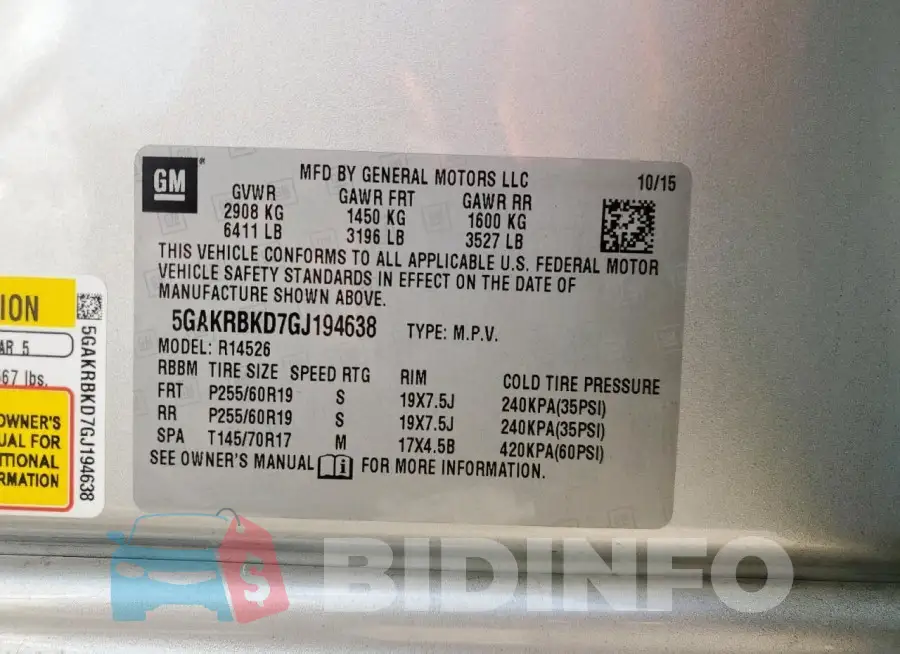 5GAKRBKD7GJ194638 Photo# 13